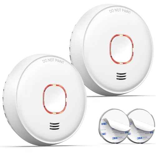 Jemay Smoke Detector, 10 Year Life Fire Alarms Smoke Detectors with Advanced Photoelectric Technology, Battery Operated Smoke Fire Alarm with LED Indicator & Silence Button, 2 Packs