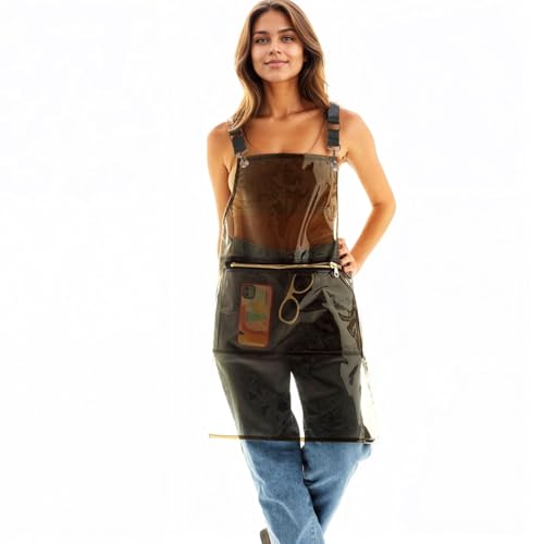 Hair Stylist Apron with pocket - Waterproof Transparent Salon Apron,One-Size-Fits-Most, Adjustable webbing