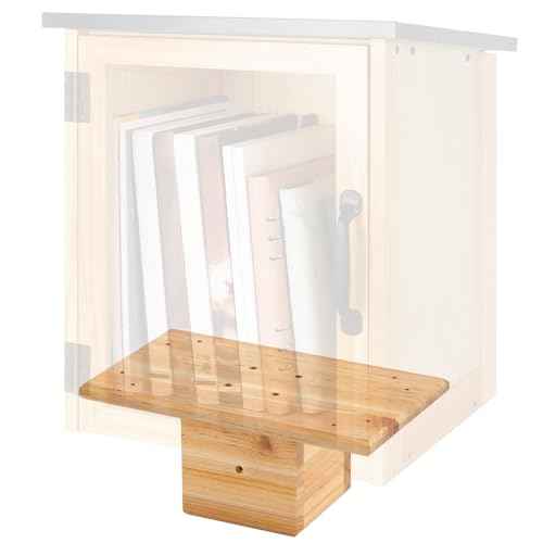 Outdoor Little Library Mount 14x8x5.91 Inch Stable Wood Storage Box Bracket Holder Suitable for 4x4 Post with Mounting Accessories for Community Cabinet Lending Library Box(Wood Color)