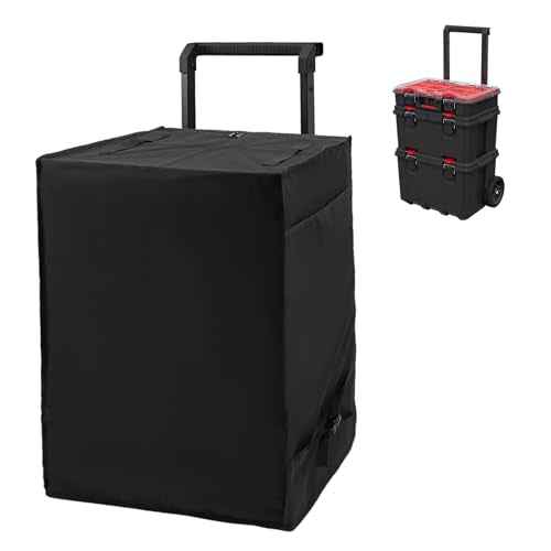 Rolling Tool Box Cover for Stackable Tool Box System with Wheels,Utility Storage 600D Waterproof Dustprood foldable Tool Chest Organizer Covers Accessories for Outdoor/Indoor Black,Cover Only