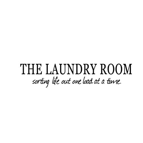 ADECALS Laundry Room Wall Decal - Laundry Sorting Life Out One Load at A Time - White and Black Vinyl Wall Sticker - 22"x8" Irregular Typographic Wall Sticker