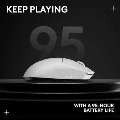 Logitech G PRO X SUPERLIGHT 2 LIGHTSPEED Wireless Gaming Mouse, 8K Polling, Lightweight, 60g, LIGHTFORCE Hybrid Switches, HERO 2 Sensor, 888 IPS, 44K DPI, 5 Programmable Buttons, USB-C, PC/Mac - White