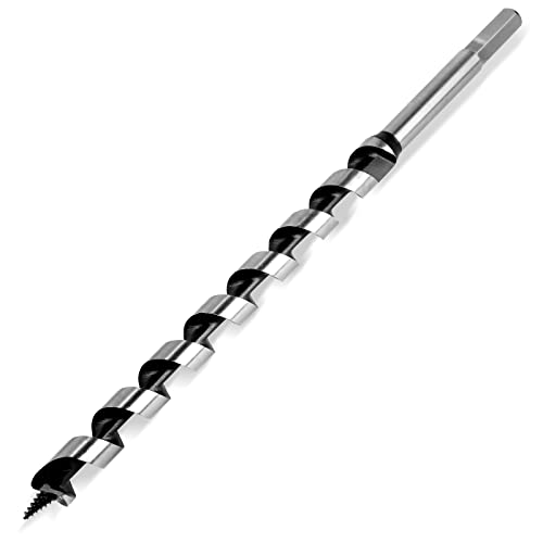 Ship Auger Drill Bit 19 x 300mm (Approximate 3/4 x 12 Inch), Wood Auger Bit with 11mm Hex Shank