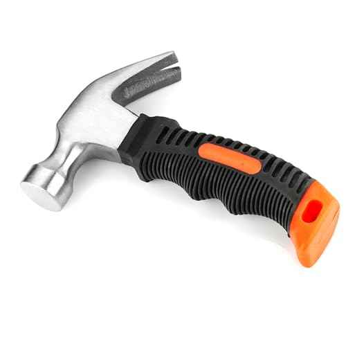 11.6 Oz Small Claw Hammer, Forged Steel Stubby Tack Hammer with Shock-absorbing Plastic Handle for Driving and Pulling Out Nails (1)