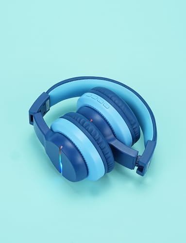 iClever Bluetooth Kids Headphones, BTH12 Colorful LED Lights Kids Wireless Headphones Over Ear with 74/85/94dB Volume Limited, 55H Playtime, Bluetooth 5.2, Built-in Mic for School/Tablet/PC