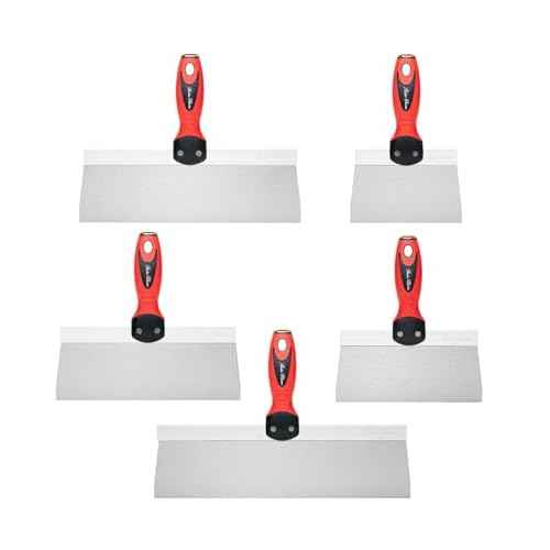 Bates Stainless Steel Putty Knife Set - 5 Pack, 14", 12", 10", 8", 6" Drywall Knives, Scraper Tool