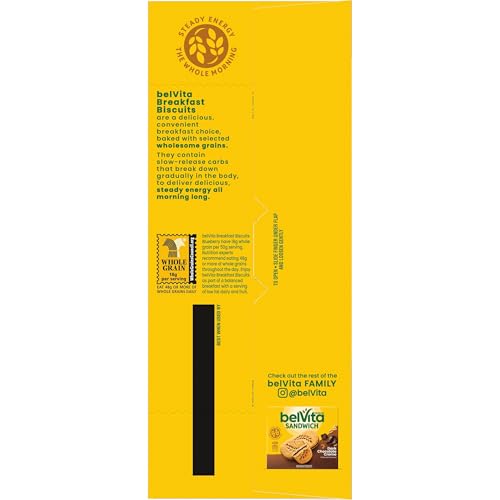 belVita Blueberry Breakfast Biscuits, Value Pack, School Snacks, 12 Packs (4 Biscuits Per Pack)
