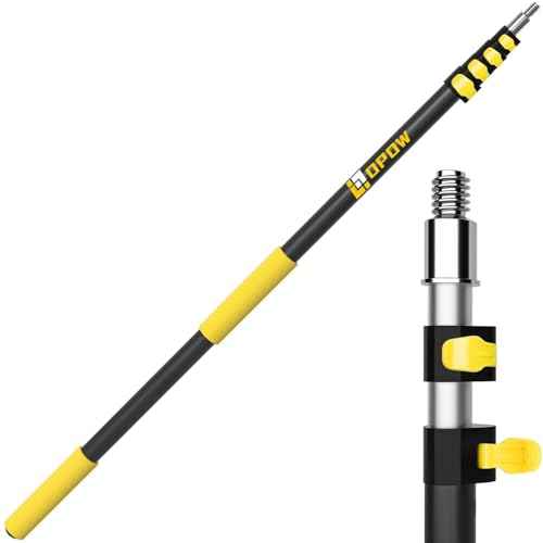 4-12 FT Paint Roller Extension Pole, Multi-Purpose Aluminum Alloy Telescopic Telescoping Rod with Universal Twist-on Metal Tip Flip-Lock Design, Sturdy for Painting, Cobweb Dusting & Window Clean