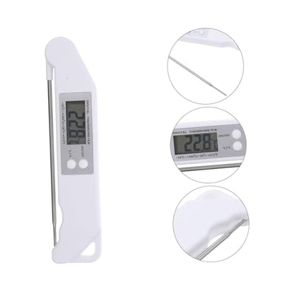 CATIEBYE Folding Meat Thermometer for Grilling Instant Read Kitchen Probe Thermometer with Ultra LCD Screen Design for Accurate Cooking for BBQ and Baking