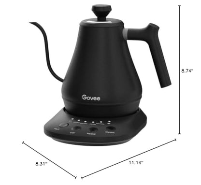 Govee Smart Electric Kettle, WiFi Variable Temperature Gooseneck Pour Over Kettle and Tea Kettle, Alexa Control, 1200W Quick Heating, 100% Stainless Steel, 0.8L, Matte Black