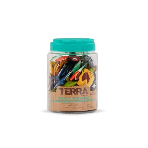 Terra by Battat – 60pcs Tropical Fish & Crab Toys – Mini Plastic Ocean Animal Figurines for Kids – Realistic Sea Creatures in Tube – Sensory Educational Playset for Toddlers Ages 3+