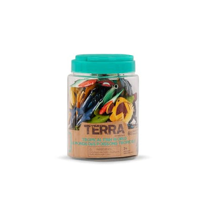 Terra by Battat – 60pcs Tropical Fish & Crab Toys – Mini Plastic Ocean Animal Figurines for Kids – Realistic Sea Creatures in Tube – Sensory Educational Playset for Toddlers Ages 3+