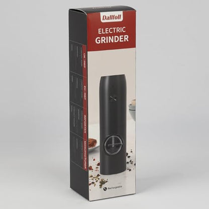 Dallfoll Electric Salt and Pepper Grinder, Rechargeable Salt and Pepper Mills with LED Light, Adjustable Grind Coarseness