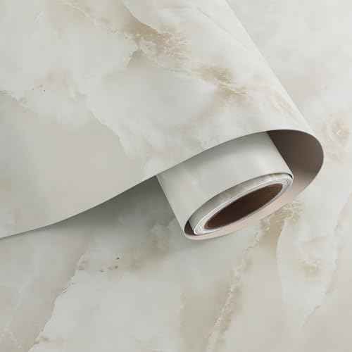 VaryPaper Matte Cream Marble Contact Paper for Countertops Waterproof Peel and Stick Marble Wallpaper 15.7" x 78.7" Self Adhesive Granite Vinyl Wrap for Cabinets Table Desk Removable Kitchen Wallpaper