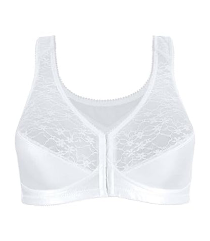 Exquisite Form womens FULLY Lace Wireless Back Posture Support Front Closure Bra, White, 34B