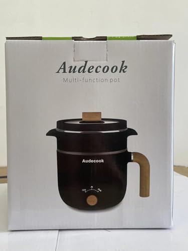 Audecook Hot Pot Electric with Steamer, 1.5L Portable Nonstick Rapid Noodles Cooker, Travel Electric Skillet with Dual Power Control for Pasta/Soup/Steak/Egg/Oatmeal(Black)