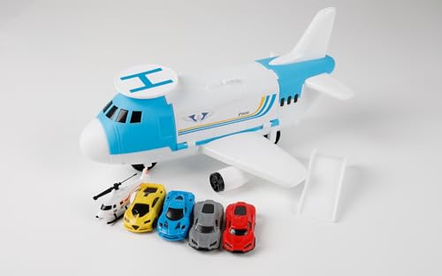 m zimoon Transport Airplane, Transport Cargo Plane Car Kids Toys Set with 4pcs Cars, 1pcs Helicopter Toy and 1pcs DIY Stickers Gift Toys for Boys Girls