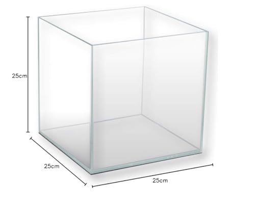 Amtra Nanoscaping - Aquarium Tank 15 Liters - Extra Clear Glass Case 25x25x25 cm - Tank for Goldfish or as a Turtle Tank for Water Turtles with Shock Absorbing Mat Included