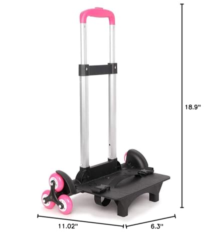 Backpack Trolley - Wheeled Trolley Hand Aluminium Alloy Folding Trolley Cart for Backpack (Pink, 2 Wheels)