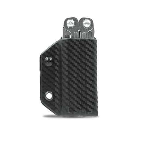 Clip & Carry Kydex Multitool Sheath for Leatherman Wingman/Sidekick/REBAR/REV - Made in USA (Multi-Tool not Included) EDC Multi Tool Sheath Holder Holster Cover (CF Black)