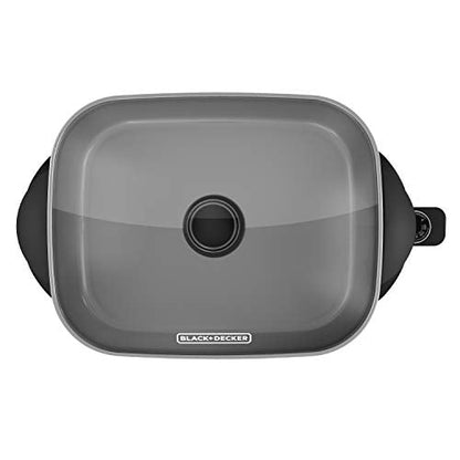 BLACK+DECKER Electric Skillet, Variable Temperature Control, Nonstick Cooking Surface, Dishwasher Safe, Tempered Glass Lid, 12"x15"