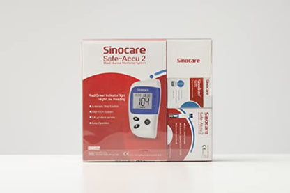 sinocare Blood Glucose Meter/Blood Sugar Monitor Safe-Accu2 /Blood Sugar Test Kit with Test Strips x 50 & Case for UK Diabetics -in mmol/L