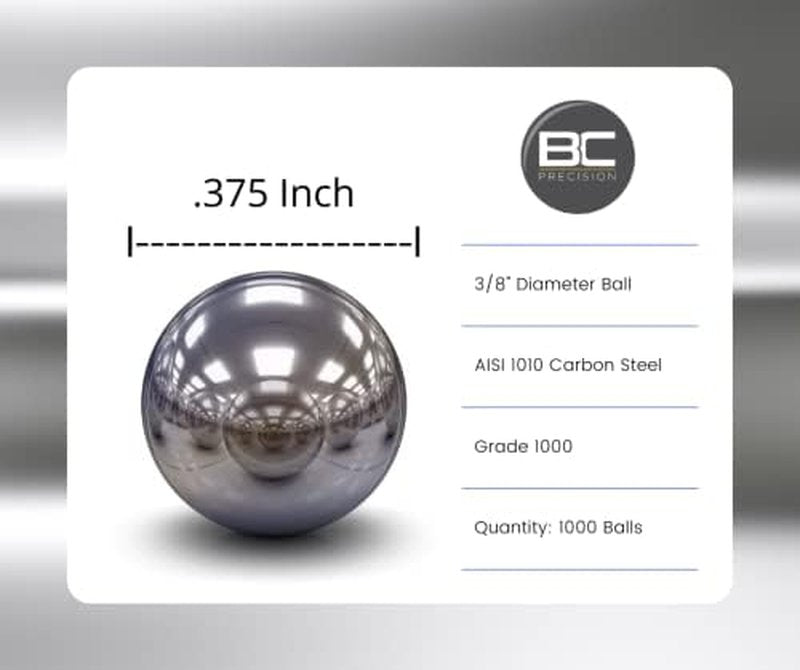 BC Precision 3/8" Slingshot Ammo Balls - Grade A Steel, Easy Grip & Smooth Pull Back for Accurate Flight