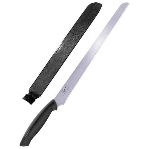 ALLEX Large Insulation Knife Extra Long Cut 11", Japanese Stainless Steel Serrated Blade, Duct Knife Tool with Sheath for Insulation, Styrofoam, Polyurethane Foam, Made in JAPAN