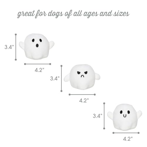 Pearhead Halloween Ghost Dog Toy Set, Plush Squeaky Pet Chew Toys for Dogs, Durable Soft Plush Fabric, Interactive Multi-Pack Value Gift for Puppies and Small to Medium Breeds