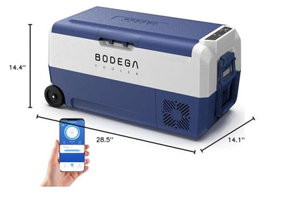 BODEGACOOLER 12 Volt Car Refrigerator,38 Quart Portable Truck Freezer,Electric Cooler Bluetooth Control,(36) -4℉-68℉ RV Refrigerator 12/24V DC and 100-240V AC for Travel,Camping,Road Trips,Van,Home