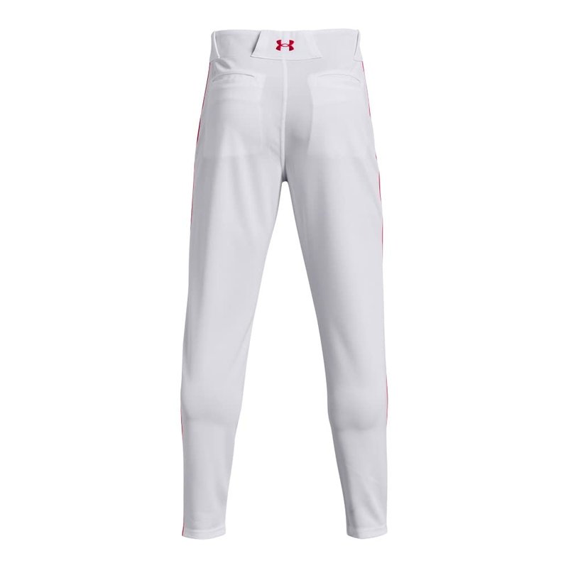 Under Armour Men's Utility Baseball Straight Leg Pant Pipe 22, (103) White/Red/Red, Large