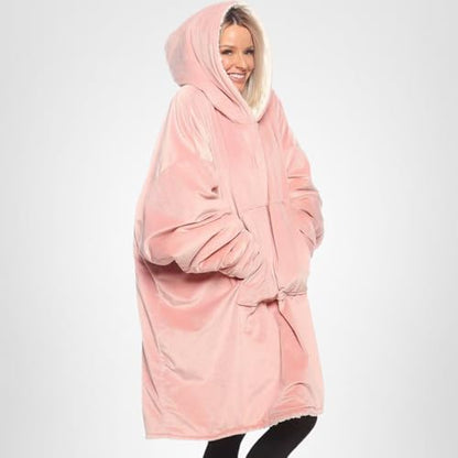 THE COMFY Original | Sherpa Lined Microfiber Fleece Wearable Blanket, Oversized Design with Hood and Pocket, From Shark Tank, for Women & Men, Warm and Cozy Gifts