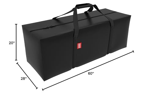 acoveritt Outdoor Rectangular Cushion/Cover Storage Bag, Protective Zippered Storage Bags with Handles, 60"X20"X28" Black