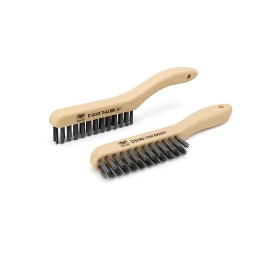 10¡° Plastic Handle Wire Brush Set (5624) ? 2 Pack 4 Row Scratch Brush Premium Carbon Steel Bristles, Durable, for Paint Removal, Rust Removal, Scrubbing, Deep Cleaning