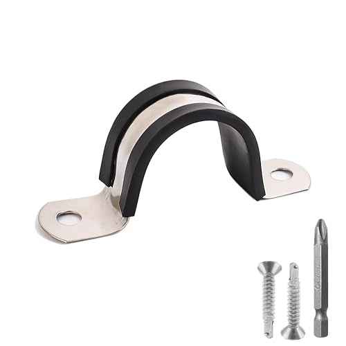 Pipe Clamps,304 Stainless & Rubber Cushioned Heavy Duty Conduit clips (SCH 1/2 in (¥Õ 22 MM) - 10 Pack)