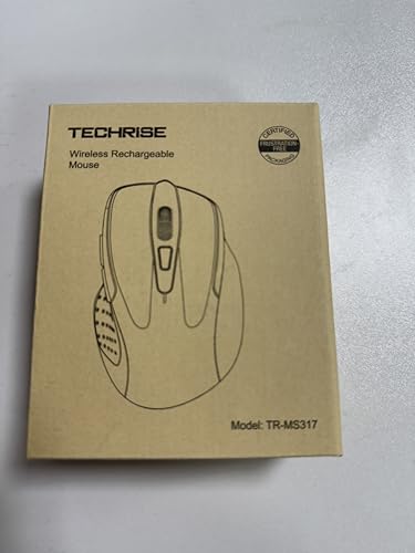 TechRise Bluetooth Mouse, Rechargeable Wireless Mouse (BT5.0/3.0 & 2.4G), 4800DPI Adjustable, 6-Button Silent Computer Mice, USB A Ergonomic Wireless Mouse for Laptop PC Mac, Grey