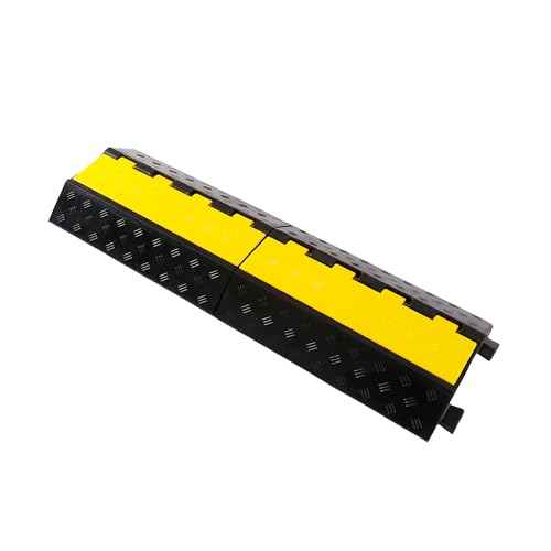 Rubber Cable Ramp Cord Cover Cable Protector Ramps Wire Hose Protective 1 Channel 22000Lbs Load Capacity Traffic Speed Bump for Asphalt Concrete Gravel Driveway, 1 Pack