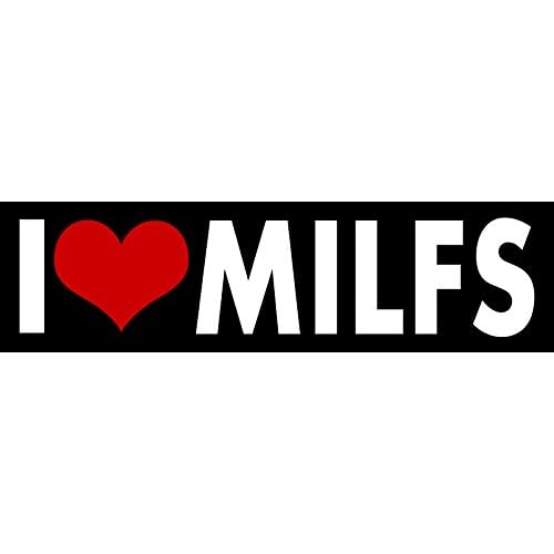 Milfs I Love Sticker Heart Videos mom Decal Vinyl Bumper Decor CAR Graphic Wall Locker Notebook Laptop (2.5"x11", Black)