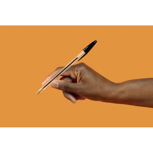 BIC Cristal Original Smudge Free Ballpoint Pens, Ideal for School, Black, Medium Point (1.0mm), Pack of 50