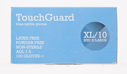 Touchguard Disposable Gloves Blue Nitrile - Latex and Powder Free - Multi-Purpose - Food Grade Gloves - Extra Strong Gloves - Box of 100 - Blue - Size XL