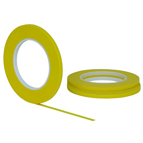 STIKK 3 Pack 1/4" inch x 60yd Yellow Painters Tape 14 Day Easy Removal Trim Edge Thin Narrow Finishing Masking Tape (.25 in 6MM)