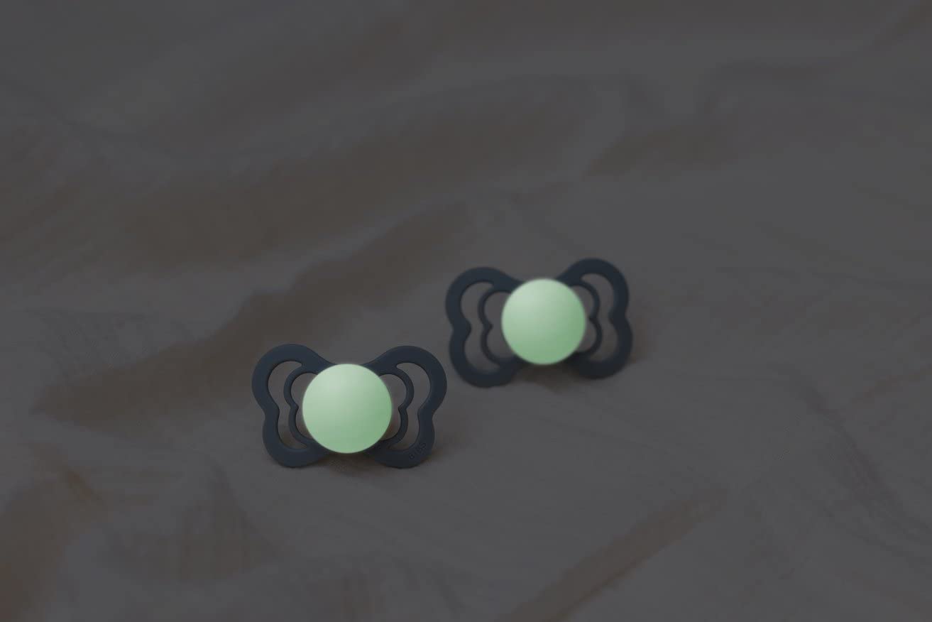 Bibs Supreme Silicone Pacifier for 6+ Months Toddlers 2-Pieces, Size 2, Blush Night/Vanilla Night