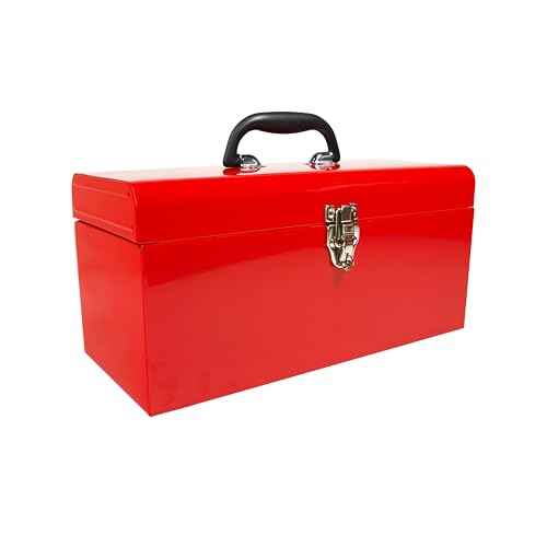 MANUFORE Metal Tool Box 16in Folding Tool Storage Box Lightweight and Sturdy Storage Box Made of Heavy Steel