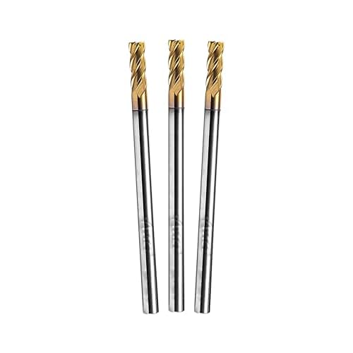 ACCUCUT A4KES 3mm Carbide Square End Mill- 4 Flute Milling Bit Set for Steel, Forge Steel, Hardened Steel, Copper, Alloys & Materials < HRC 50 - AlTiN Coating CNC Router Bit, 45 Degree Helix (3 pcs)