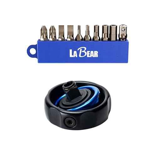 LABEAR- 3/8" Drive Gimbal Ratchet with 1/4" bit holder, Palm Ratchet Handle, 72 Tooth