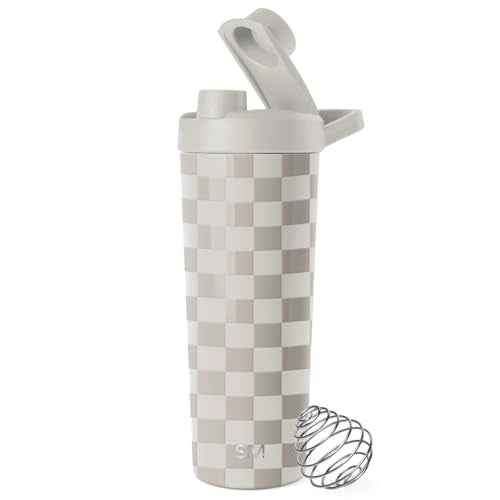 Simple Modern Stainless Steel Shaker Bottle with Ball 24oz | Metal Insulated Cup for Protein Mixes, Shakes and Pre Workout | Rally Collection | Checkmate