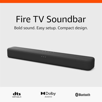 Amazon Fire TV Soundbar (newest model), 2.0 speaker with DTS Virtual:X and Dolby Audio, Bluetooth connectivity