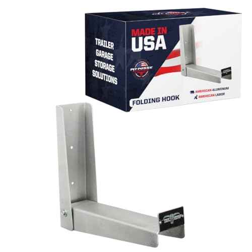 Pit Posse PP2324 Folding Hook Wall Hanger Organizer - Made in USA-Aluminum Cabinet Shop Garage Enclosed Race Car Trailer Accessory- Can Hold Motorcycle Tires, Cables, Cords, Tie Downs, and More