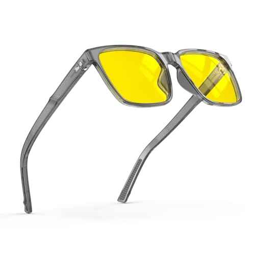 Goiteia Night Driving Glasses for Men Women, Yellow Glasses for Rainy Days, Anti Glare from Front and Rear Headlight