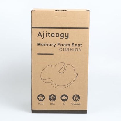 Ajteogy Memory foam Seat Cushion-Ergonomic Tailbone Support, Cushion Engineered for Long-Term Siting-Soft, Supportive, and Breathable